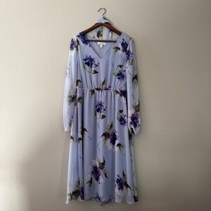 Nine West | Lavender Floral Long Sleeve Dress (Size 10)